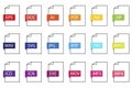 Document files icons set. Vector images of computer file extensions. Data folders. Stock image Royalty Free Stock Photo