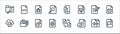 Document and files line icons. linear set. quality vector line set such as flag, file, settings, file, file, bug, coding Royalty Free Stock Photo