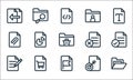 document and files line icons. linear set. quality vector line set such as folder, flag, file, file, file, add, folder, folder Royalty Free Stock Photo