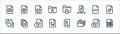 Document and files line icons. linear set. quality vector line set such as spreadsheet, folder, file, transfer, coding, shopping,