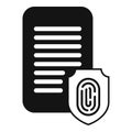 Document fingerprint access icon simple vector. Individual registration Royalty Free Stock Photo