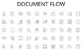 Document flow line icons collection. Powerful, Heavy, Durable, Construction, Engineering, Demolition, Earthmoving vector