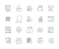 Document flow outline icons collection. Document, Flow, Management, Automation, Tracking, Log, System vector and Royalty Free Stock Photo