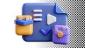 Document folder with checkmark and files, approved records icon png transparent image Generative AI