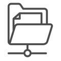 Document folder and network connection, file line icon, computing concept, data doc vector sign on white background Royalty Free Stock Photo