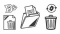 Document Folder and Recycle Bin File Management Icons, vector design Generative AI Royalty Free Stock Photo