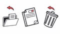 Document Folder and Recycle Bin File Management Icons, vector design Generative AI Royalty Free Stock Photo