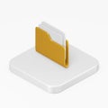 Document folder yellow icon. 3d rendering square button key isometric view, interface ui ux element Royalty Free Stock Photo