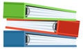 Document folders stack. Color binders full of papers