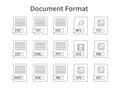 Document format. Flat style icon set. Programming file type, extension. Pictogram. Web and multimedia. Computer Royalty Free Stock Photo