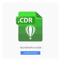 Document Formats .CDR File Paper Green Tone Color Flat Icon Vector Illustration White Background
