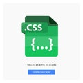 Document Formats .CSS File Paper Green Tone Color Flat Icon Vector Illustration White Background Royalty Free Stock Photo