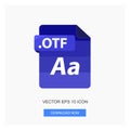 Document Formats .OTF File Paper Blue Tone Color Flat Icon Vector Illustration White Background
