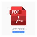 Document Formats .PDF File Paper Red Tone Color Flat Icon Vector Illustration White Background Royalty Free Stock Photo