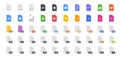 50 Document formats vector illustration icon set. Included the icons as file, types, kind of files and more.