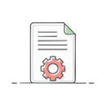 Document with Gear Icon Representing Settings and Configuration Options for Business and Technology Solutions Royalty Free Stock Photo