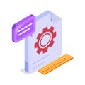 Document with a gear icon, symbolizing technical documentation and settings Royalty Free Stock Photo