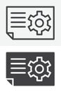 Document with gear line and solid vector icon set Royalty Free Stock Photo