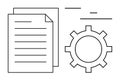Document and Gear Outline Representing Process, Configuration, or Workflow Optimization Royalty Free Stock Photo