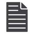 Document glyph icon, web and mobile, file sign