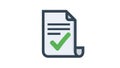 Document with Green Check Mark and Lines on White Background Keywords: document, paper, check mark, tick, approved Royalty Free Stock Photo