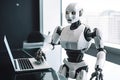 document hand digital paper technology ai office artificial robot laptop. Generative AI.