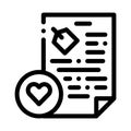 Document Heart Icon Vector Outline Illustration
