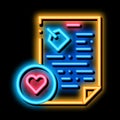 Document Heart neon glow icon illustration