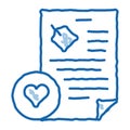 Document Heart doodle icon hand drawn illustration