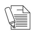 Document with Highlighter Outline Flat Icon