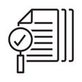 search icon, approved document, magnifier with tick symbol