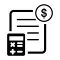 financial document icon vector with calculator dollar symbol