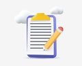Document icon concept. 3D Web Vector Illustrations. Edit file icon, note, sign up icon vector illustration. 3D vector. Royalty Free Stock Photo