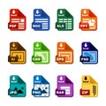 Document icon file extension download vector set.