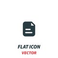 Document icon in a flat style. Vector illustration pictogram on white background. Isolated symbol suitable for mobile concept, web Royalty Free Stock Photo