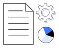 Document with Gear and Pie Chart Representing Data Analysis and Workflow Optimization Royalty Free Stock Photo