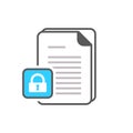 Document icon with padlock sign. Document icon and security, protection, privacy symbol Royalty Free Stock Photo