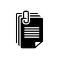 Black solid icon for Document, paper and certificate Royalty Free Stock Photo