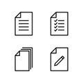 Document icon set. File icon set. File icon. Edit file icon. 4 icons