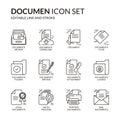 Document icon set, with outline doodle design. Royalty Free Stock Photo