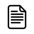 Document icon. Sheet of paper with text. Outline modern design element. Simple black flat vector sign with rounded