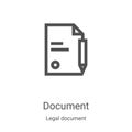 document icon vector from legal document collection. Thin line document outline icon vector illustration. Linear symbol for use on Royalty Free Stock Photo