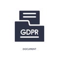 document icon on white background. Simple element illustration from gdpr concept Royalty Free Stock Photo