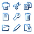 Document icons, blue contour