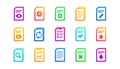 Document icons. Report, Checklist and Download file. Classic icon set. Vector