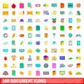 100 document icons set, cartoon style Royalty Free Stock Photo