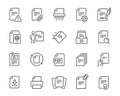 Document icons set. Collection of simple linear web icons such as Archive, Shredder, Printer, Send, Print, Format