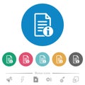 Document info flat round icons