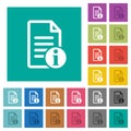 Document info square flat multi colored icons