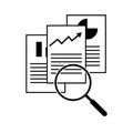 Document inspection icon on white background. flat style. audit illustration sign. discovery logo. contract symbol. paper document